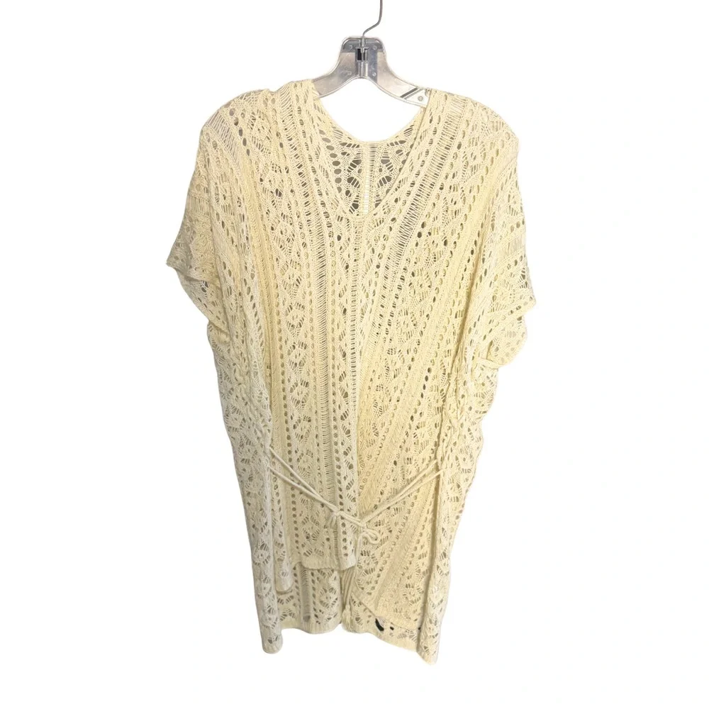Boho Cream Open Knit Crochet Swim‎ Cover-Up Sheer Coastal Cowgirl Vacation